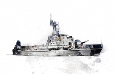 Askeri gemi, Atlantik Denizi 'nin engebeli çizimlerinden geçiyor.