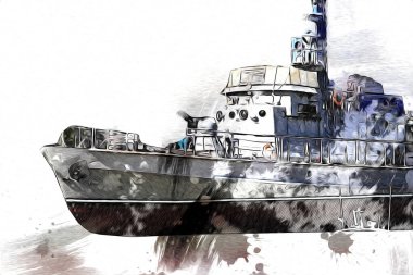 Askeri gemi, Atlantik Denizi 'nin engebeli çizimlerinden geçiyor.