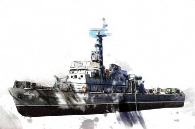 Askeri gemi, Atlantik Denizi 'nin engebeli çizimlerinden geçiyor.