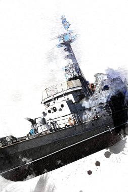 Askeri gemi, Atlantik Denizi 'nin engebeli çizimlerinden geçiyor.