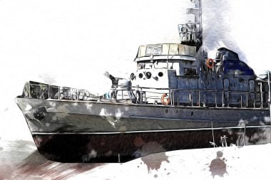 Askeri gemi, Atlantik Denizi 'nin engebeli çizimlerinden geçiyor.