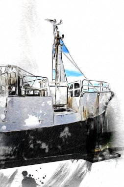 Askeri gemi, Atlantik Denizi 'nin engebeli çizimlerinden geçiyor.