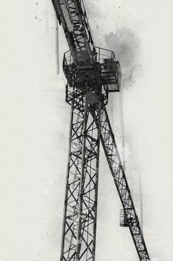 Şantiye iskelesi, klasik resim çizimi olan bir inşaat alanı.