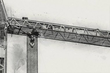 Şantiye iskelesi, klasik resim çizimi olan bir inşaat alanı.