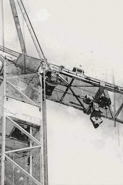 Şantiye iskelesi, klasik resim çizimi olan bir inşaat alanı.