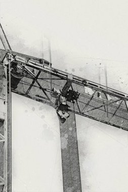 Şantiye iskelesi, klasik resim çizimi olan bir inşaat alanı.