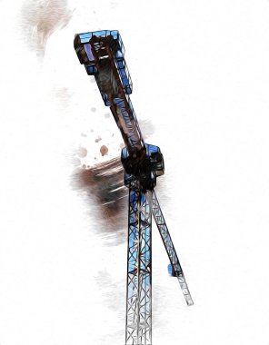 Şantiye iskelesi, klasik resim çizimi olan bir inşaat alanı.