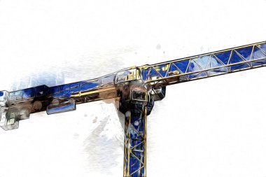 Şantiye iskelesi, klasik resim çizimi olan bir inşaat alanı.