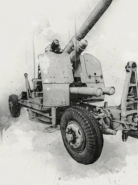 Aircraft Gun Art Illustration Military Drawing Sketch — 스톡 사진