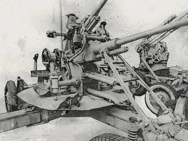 Aircraft Gun Art Illustration Military Drawing Sketch — Stock Photo, Image