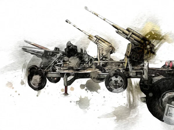 Aircraft Gun Art Illustration Military Drawing Sketch — Stock Photo, Image