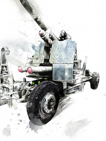 Aereo Pistola Arte Illustrazione Disegno Schizzo Militare — Foto Stock