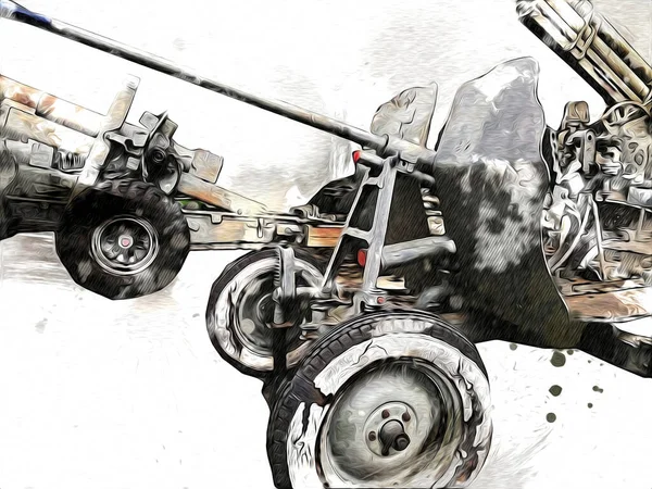 Aircraft Gun Art Illustration Military Drawing Sketch — 스톡 사진