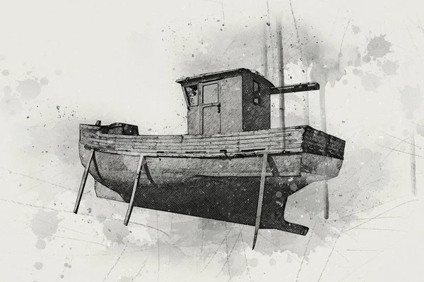 Barche Vela Stivati Marina Arte Illustrazione Vintage Retrò — Foto Stock
