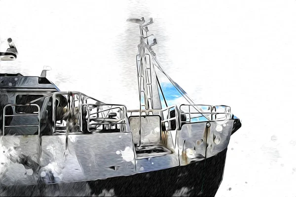 Військовий Корабель Проходить Через Грубу Атлантичну Морську Ілюстрацію Старовинного Ретро — стокове фото