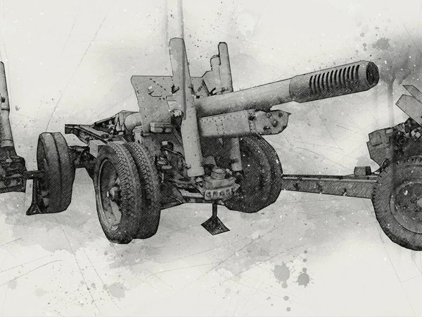 Canhão Campo Batalha Ilustração Arte Militar Desenho Esboço — Fotografia de Stock