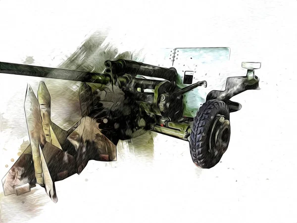 Harctéri Ágyú Katonai Művészet Illusztráció Rajz Vázlat — Stock Fotó