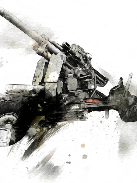 Savaş Alanı Topu Askeri Sanat Çizimi Çizimi — Stok fotoğraf