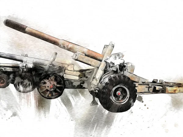 Campo Battaglia Cannone Arte Militare Illustrazione Disegno Schizzo — Foto Stock