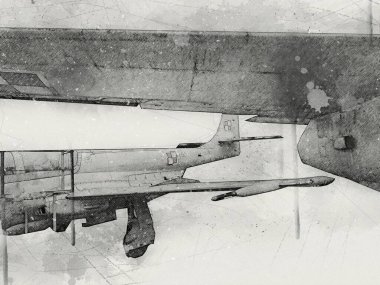 Amerikan savaş uçağı resim sanatı klasiği çiziyor.