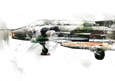 Amerikan savaş uçağı resim sanatı klasiği çiziyor.