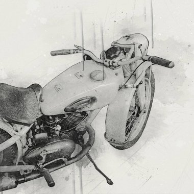 İkinci Dünya Savaşı 'ndan beri izole edilmiş beyaz bir geçmişi olan eski bir askeri motosiklet.