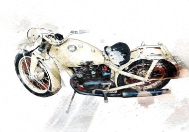 İkinci Dünya Savaşı 'ndan beri izole edilmiş beyaz bir geçmişi olan eski bir askeri motosiklet.