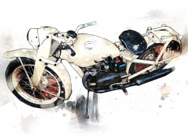 İkinci Dünya Savaşı 'ndan beri izole edilmiş beyaz bir geçmişi olan eski bir askeri motosiklet.