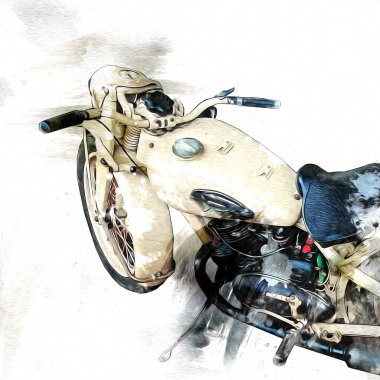 İkinci Dünya Savaşı 'ndan beri izole edilmiş beyaz bir geçmişi olan eski bir askeri motosiklet.