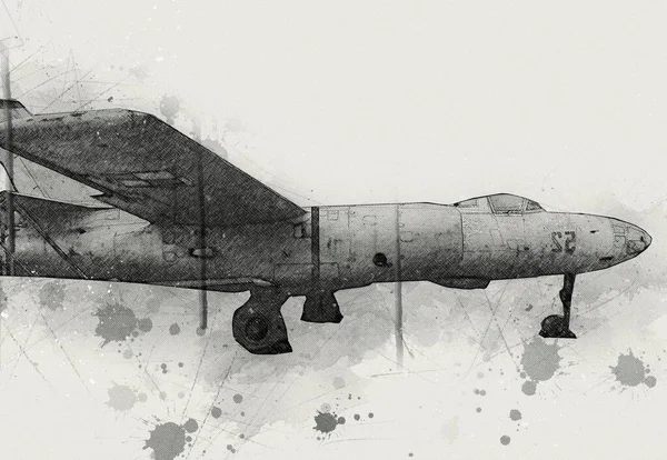 Amerikai Vadászgép Repülőgép Rajz Illusztráció Művészet Évjárat — Stock Fotó