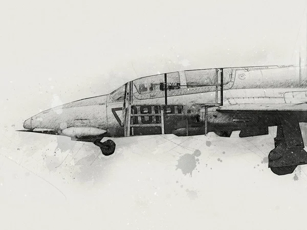 Americano Jet Fighter Aereo Disegno Illustrazione Arte Vintage — Foto Stock