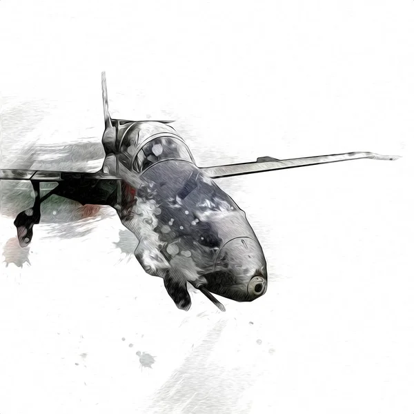 Avion Chasseur Réaction Américain Dessin Illustration Art Vintage — Photo