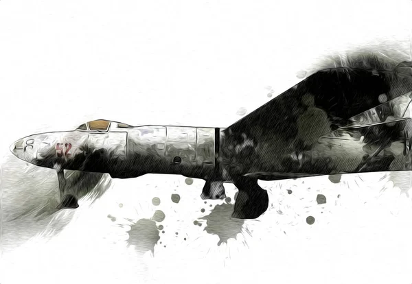 Avion Chasseur Réaction Américain Dessin Illustration Art Vintage — Photo