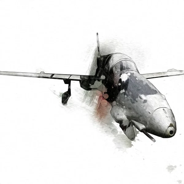 Avion Chasseur Réaction Américain Dessin Illustration Art Vintage — Photo