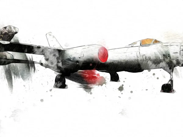 Avion Chasseur Réaction Américain Dessin Illustration Art Vintage — Photo