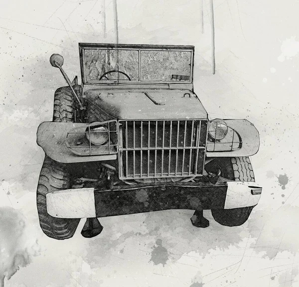 Armored Vehicle Technical Military Truck Art Illustration Isolated Sketch — Stock Photo, Image