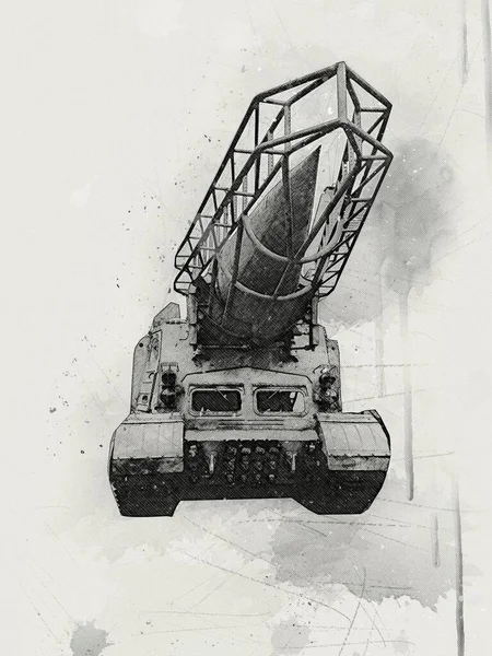 Vintage Tank Isolated Drawing Sketch Art Illustration — Stock Photo, Image