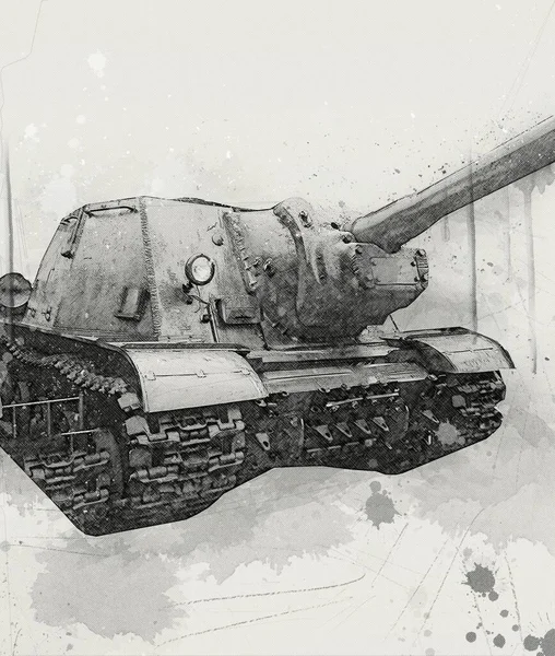 Vintage Tanque Isolado Desenho Desenho Arte Ilustração — Fotografia de Stock