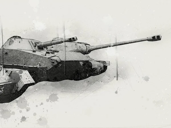 탱크를 스케치 삽화를 빈티지 — 스톡 사진