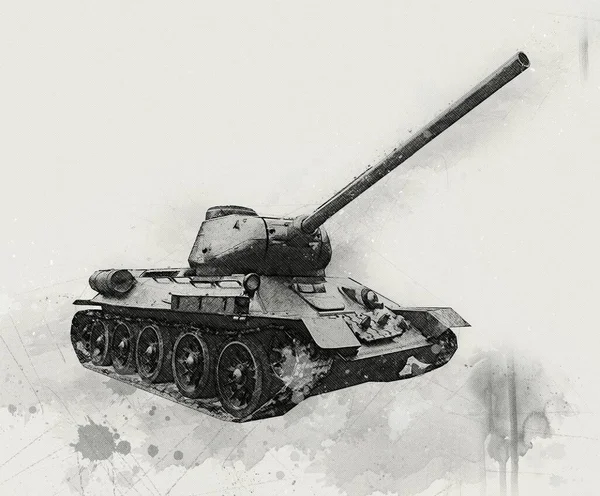 Vintage Tanque Isolado Desenho Desenho Arte Ilustração — Fotografia de Stock