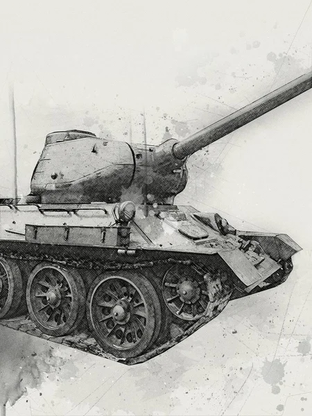 Vintage Tank Isolated Drawing Sketch Art Illustration — Stock Photo, Image