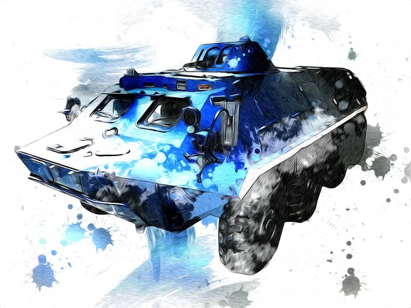 Vintage Tank Isolated Drawing Sketch Art Illustration — Stock Photo, Image