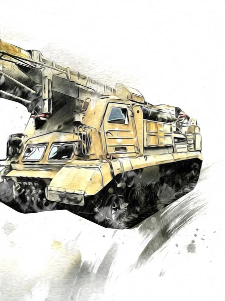 Vintage Tank Geïsoleerde Tekening Schets Kunst Illustratie — Stockfoto