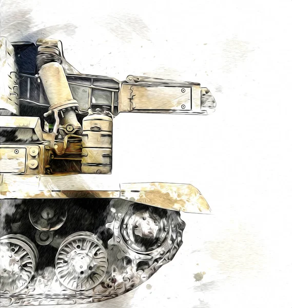 Vintage Tank Isolated Drawing Sketch Art Illustration — Stock Photo, Image
