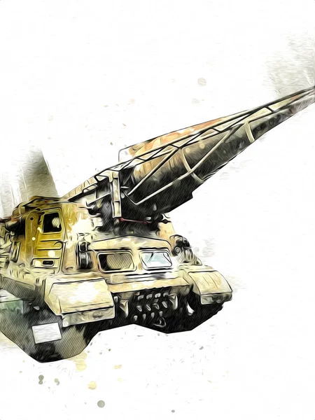 Vintage Tank Isolated Drawing Sketch Art Illustration — Stock Photo, Image