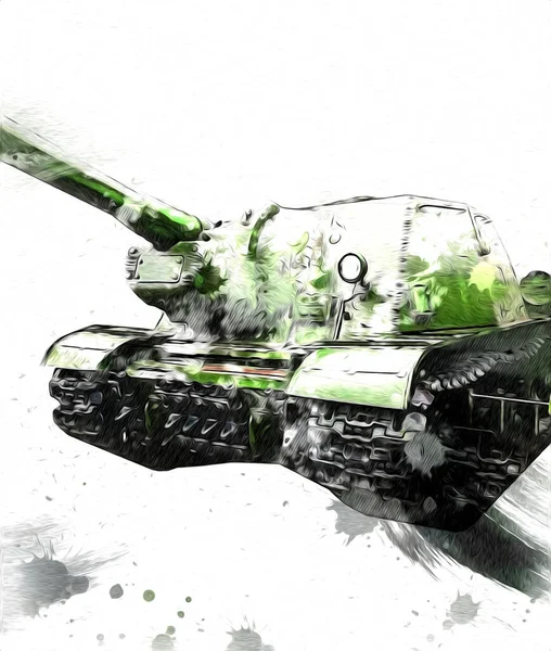 Vintage Tank Isolated Drawing Sketch Art Illustration — Stock Photo, Image