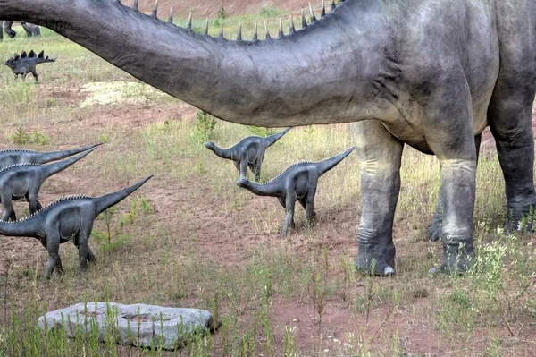 Park Dinosaurs Dinosaur Background Nature Toy Dinosaurs Amusement Park — Stock Photo, Image