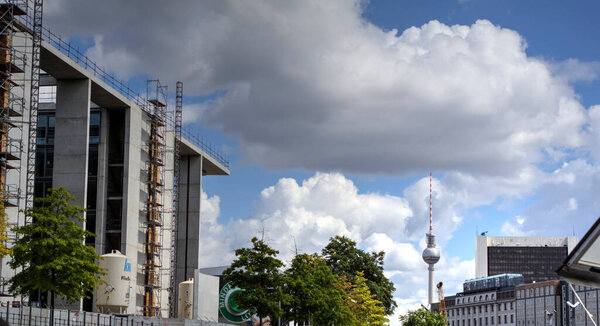 Berlin city view with TV tower in the centre, Germany