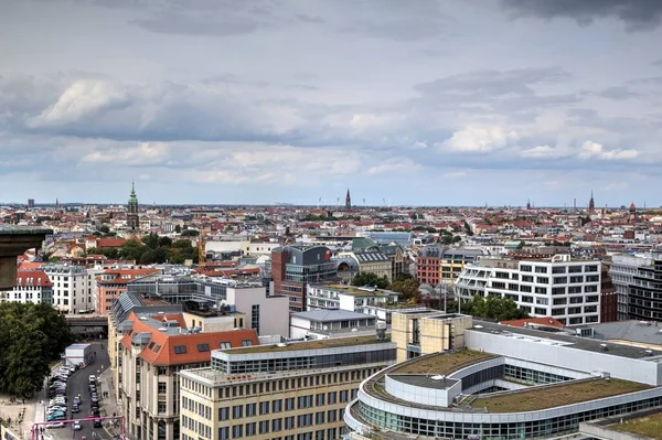 Panorama Berlin Avec Tour Télévision Rivière Spree Coucher Soleil Allemagne — Photo