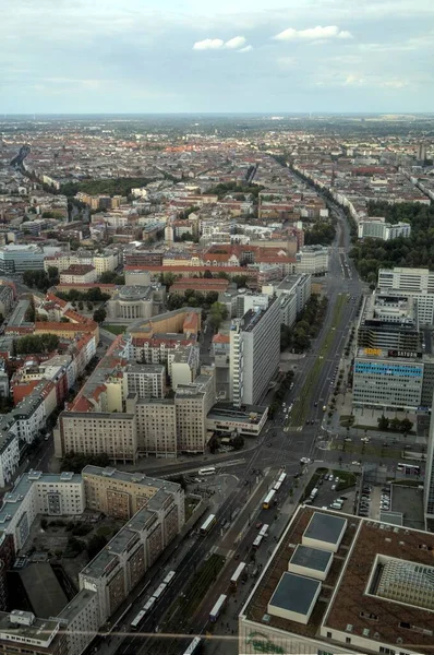 Berliner Skyline Mit Fernsehturm Und Spree Bei Sonnenuntergang Deutschland — Stockfoto